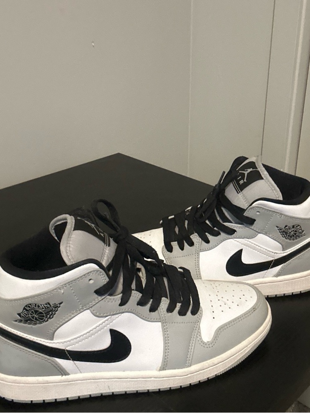 Jordan Men’s Mid-Top Sneakers in White, Gray & Black